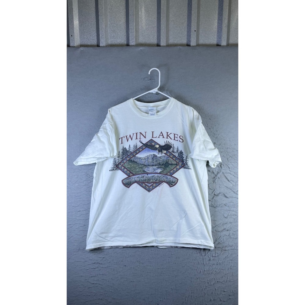 Delta T-Shirt Mens Large White Good Twin Lakes Eagle Nature Graphic Tee 14291